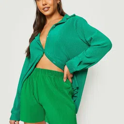 Boohoo Women Plisse Regular Shorts-image-3