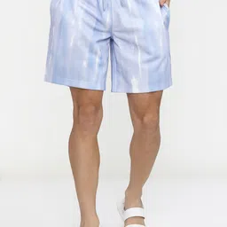 HIGHLANDER Men Blue Tie & Dye Printed Knitted Chambray Shorts-picture-20