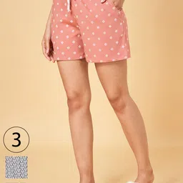 YU by Pantaloons Women Green & Pink Pack Of 3 Printed Lounge Shorts-image-55