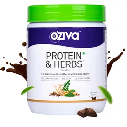OZiva Men Protein & Herbs For Stamina, Muscle Building & Recovery- Chocolate - 500g-36