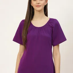 BRINNS Extended Sleeves Gathered Pure Cotton Top-27