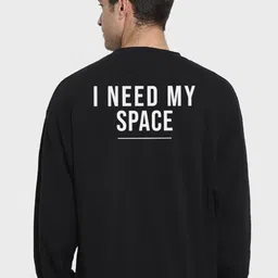 Bewakoof Men Black Typography Printed Oversized Sweatshirt-picture-46