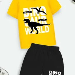 YK X Trampoline Kids Printed T-shirt with Shorts-image-68