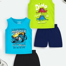 YK X Trampoline Kids Pack Of 2 Printed Sleeveless T-shirt with Shorts-image-54