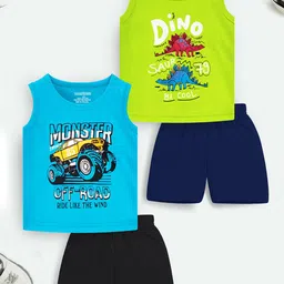 YK X Trampoline Pack Of 2 Kids Printed T-shirt With Shorts-image-68