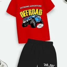 YK X Trampoline Kids Printed T-shirt With Shorts-image-43