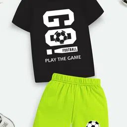 YK X Trampoline Kids Printed Round Neck T-shirt with Shorts-image-83