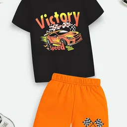 YK X Trampoline Kids Printed T-shirt With Shorts-image-67