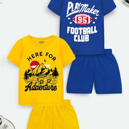 YK X Trampoline Kids Pack of 2 Printed T-shirt with Shorts-image-70