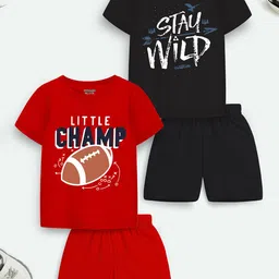 YK X Trampoline Pack Of 2 Kids Printed T-shirt With Shorts-image-13