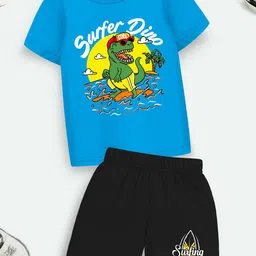 YK X Trampoline Kids Printed T-shirt With Shorts-image-44