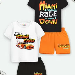 YK X Trampoline Kids Pack Of 2 Printed T-shirt with Shorts-image-43