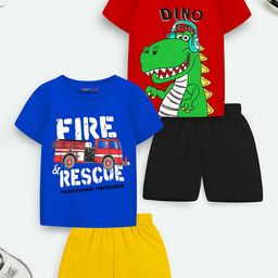 YK X Trampoline Kids Pack Of 2 Typography Printed T-shirts With Shorts-image-27