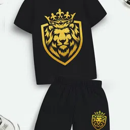 YK X Trampoline Kids Printed T-shirt with Shorts-image-66