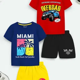 YK X Trampoline Kids Pack Of 2 Printed T-shirt with Shorts-49