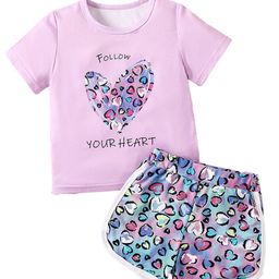 StyleCast x Revolte Girls Purple Printed T-shirt with Shorts-image-8