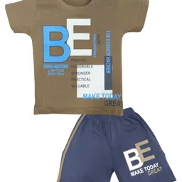 BAESD Infant Boys Typography Printed Pure Cotton T-shirt With Shorts-72