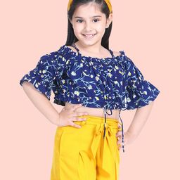 Naughty Ninos Girls Floral Printed Off-Shoulder Top with Shorts-image-97