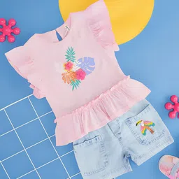 Pantaloons Baby Girls Floral Printed Pure Cotton Top With Shorts-picture-24