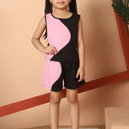 MINI & MING Girls Colourblocked Pure Cotton Top with Shorts-picture-12
