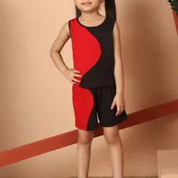 MINI & MING Girls Colourblocked Pure Cotton Top with Shorts-picture-13