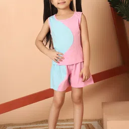 MINI & MING Girls Colourblocked Pure Cotton Top with Shorts-picture-14