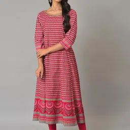 W Festive Floral Print Rayon Kurta With Tight-51