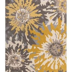 Safiya Carpet Grey & Yellow Abstract Printed Hand-Tufted Rectangle Shaped Woollen Carpet image 3