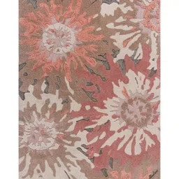 Safiya Carpet Peach & White Abstract Printed Hand-Tufted Rectangle Shaped Woollen Carpet image 3