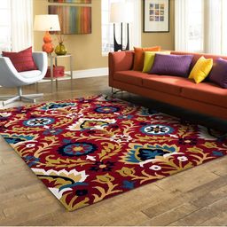 IMRA CARPET Maroon & White Floral Woollen Carpet-picture-46