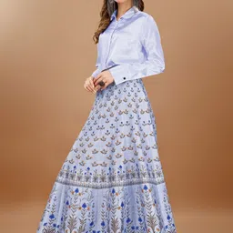 SAPTRANGI Printed Flared Maxi Skirt image 5