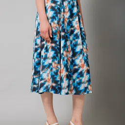 PURYS Abstract Printed Flared Midi Skirt image 4