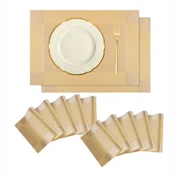 Kuber Industries Gold Toned 12 Pieces Rectangular Table Placemats image 3