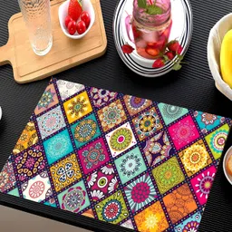 REVEXO Yellow & Pink 6 Pieces Printed Rectangular Table Placemats image 2