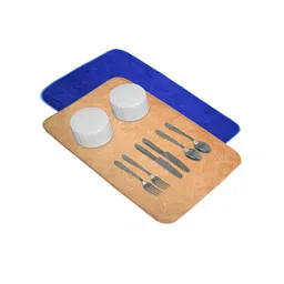 Kuber Industries Blue & Brown 2 Pieces Rectangular Table Placemats image 4