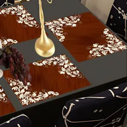 REVEXO Maroon & White 6 Pieces Printed Rectangular Table Placemats image 3