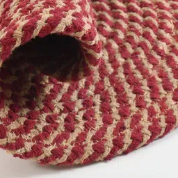 HOMADORN Brown & Maroon 2 Pieces Braided  Cotton Round Reversible Table Placemats image 3