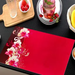 REVEXO Red & Pink 6 Pieces Printed Rectangular Table Placemats image 3