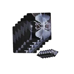 Dakshya Industries Black & Brown 6 Pieces Printed Rectangular Table Placemats image 3