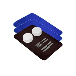 Kuber Industries Blue & Brown 3 Pieces Self Designed Rectangular Table Placemats image 3