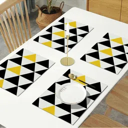 AEROHAVEN Set Of 4 White & Black Geometric Printed Table Placemats image 3