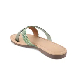 Tresmode Textured Cross Strap Open Toe Flats image 2
