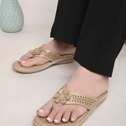 XE Looks Textured Embellished Open Toe Flats-15