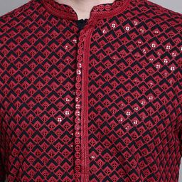 Jompers Geometric Self Design Sequinned Pure Cotton Kurta With Pyjamas image 2