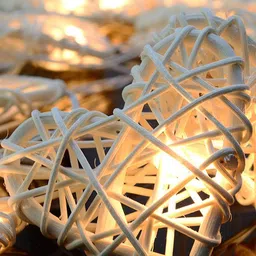 Ascension White 14 Rattan Heart String Lights image 2