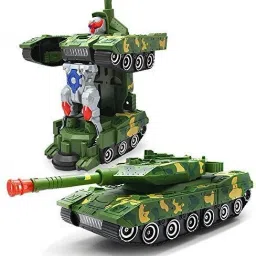 2 in 1 Pull Push Back Action Robot Army Tanker Toy Push Back Light Music Toy-5