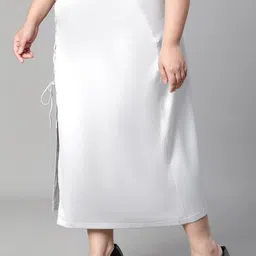 Oxolloxo Plus Size Zig-zag String Detailed Plus Size Satin Midi Skirt image 4