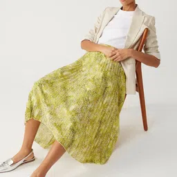 Marks & Spencer Abstract Printed Accordion Pleats Midi A-Line Skirt image 4