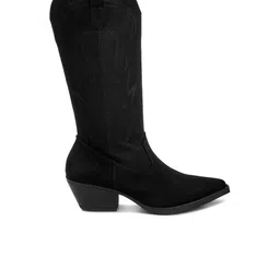 London Rag Women Pointed Top Mid Top Embroidered Block-Heeled Cowboy Boots image 4