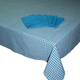Lushomes Set Of 6 Blue Checked Dining Table Linen Set image 4